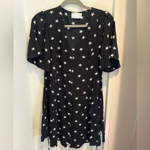 Short sleeve star wrap mini dress